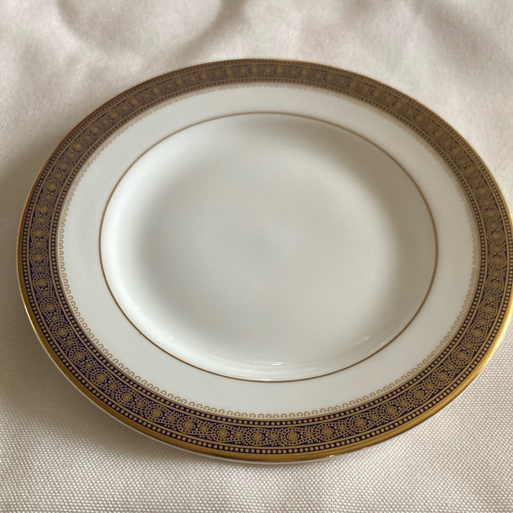 Royal Doulton Bone Chine England Rochelle Gold on Cobalt Band Bread Plate